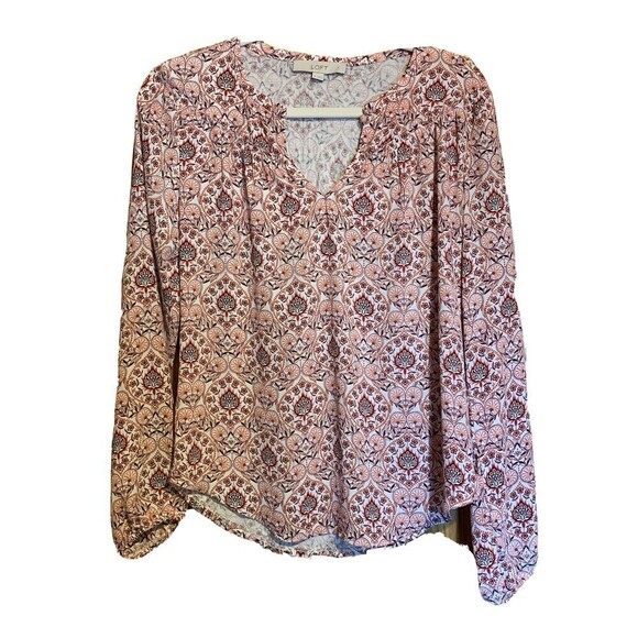 Ann Taylor LOFT Womens Size XS Multicolor Paisley Print Split Neck Blouse Top - Picture 1 of 4